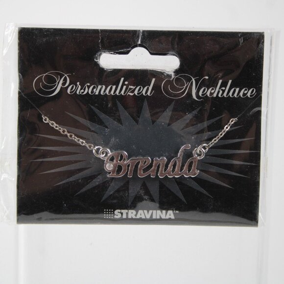 BRENDA Name Silvertone Rhinestone 14.5" w 4.5" Multi Ring Ext Necklace - Picture 7 of 12